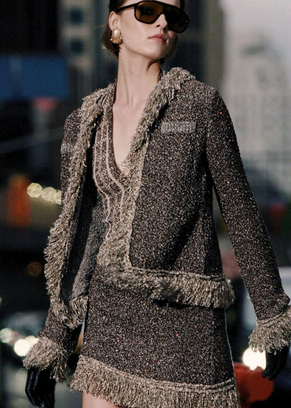 Bianca Fringed Jacket - Tobacco Sequin