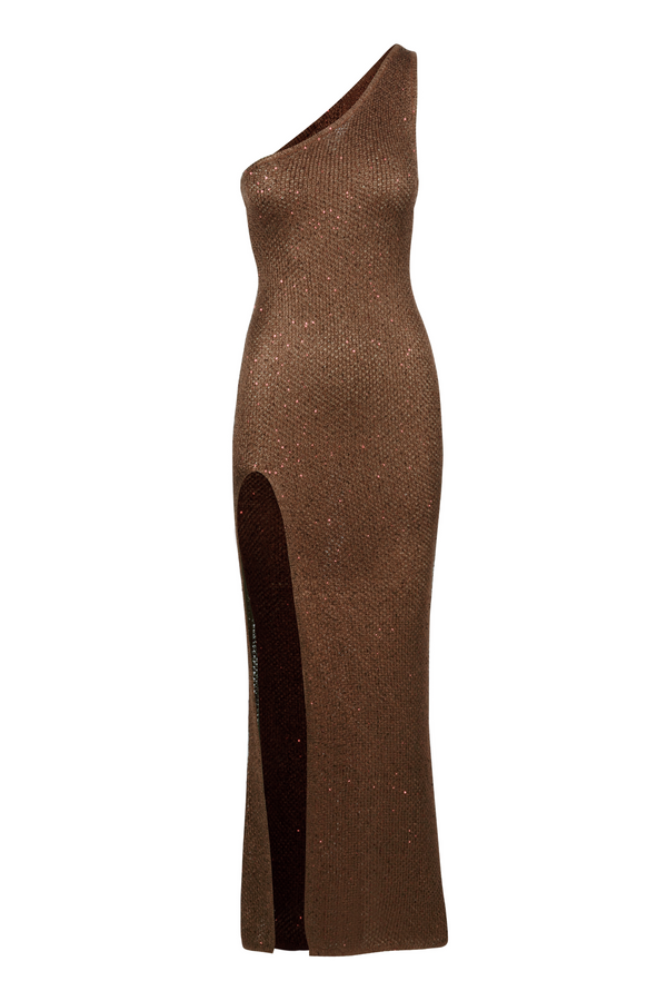 Sofia Split Dress - Chocolate Sequin