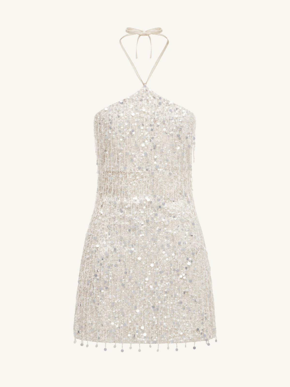 Rossana Hand Beaded Mini Dress - Salt Sequin