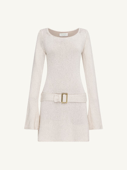 Maya Belted Mini Dress - Star White Sequin
