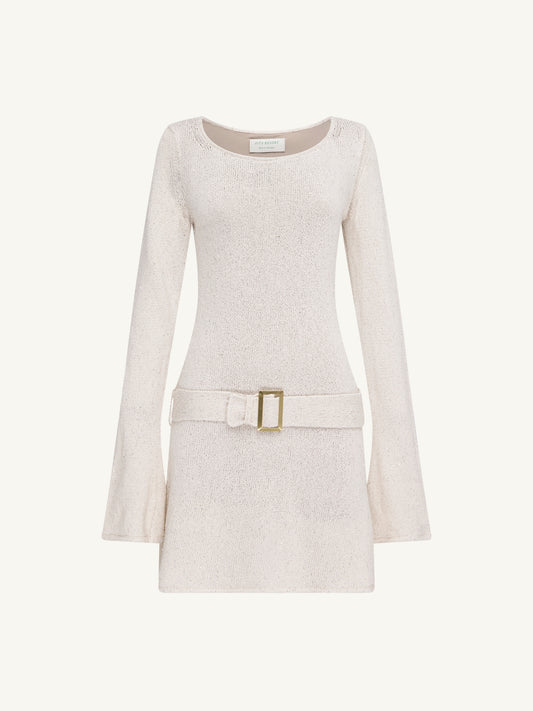 Maya Belted Mini Dress - Star White Sequin