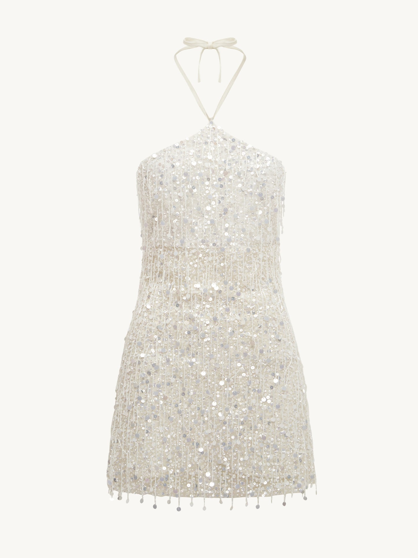 Rossana Hand Beaded Mini Dress - Salt Sequin