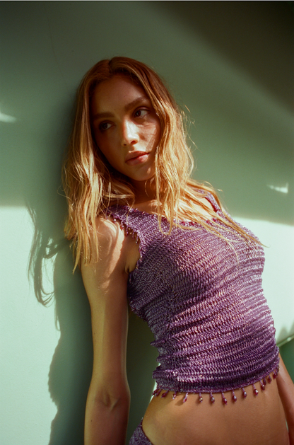 Ana Hand Crochet Top - Violet