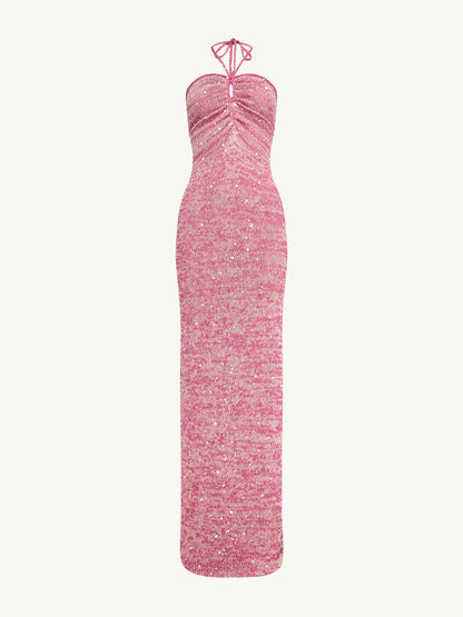 Olivia Halter Dress - Hydrangea Pink Sequin