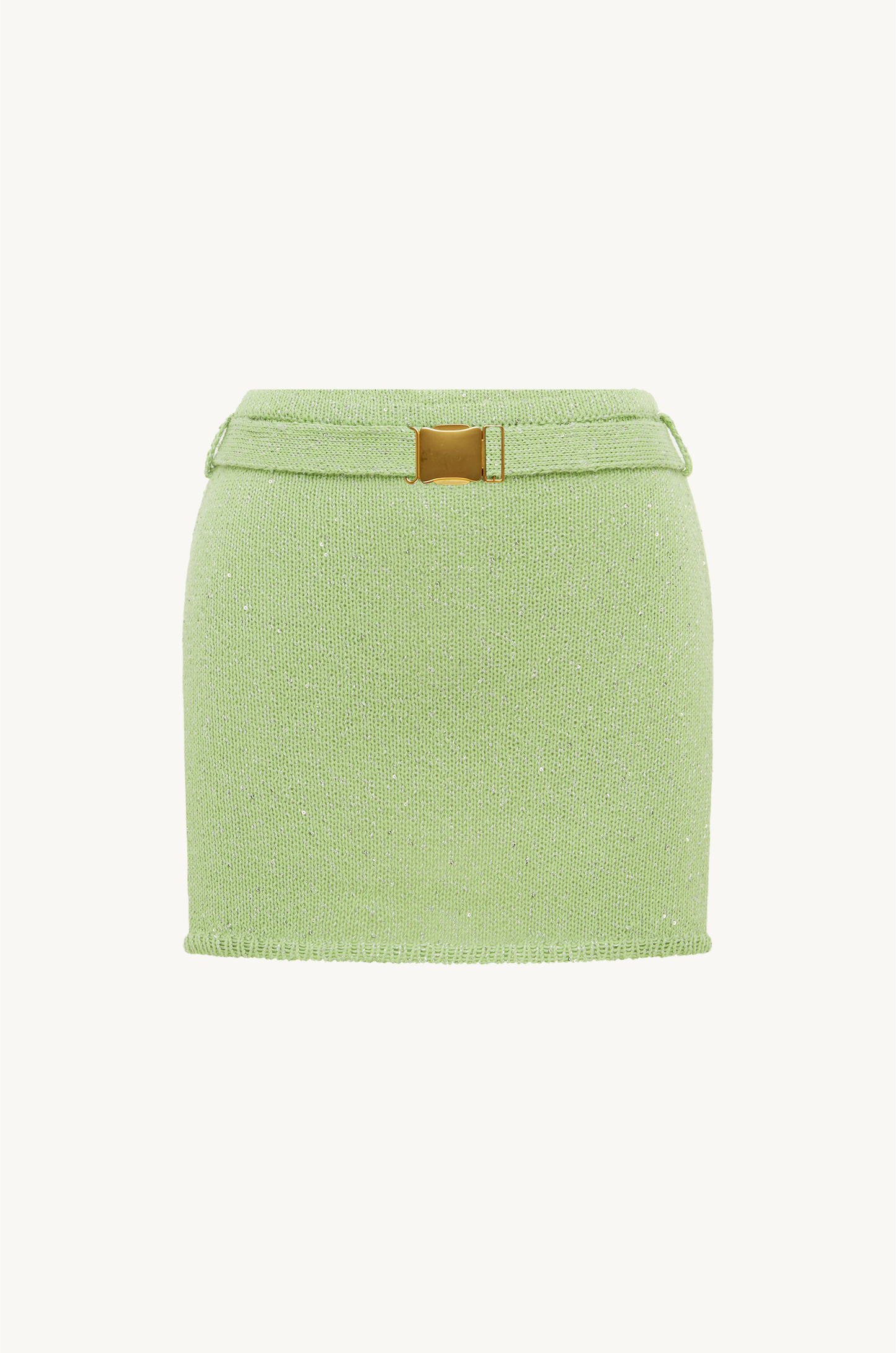 Ana Belted Mini Skirt - Seafoam Sequin