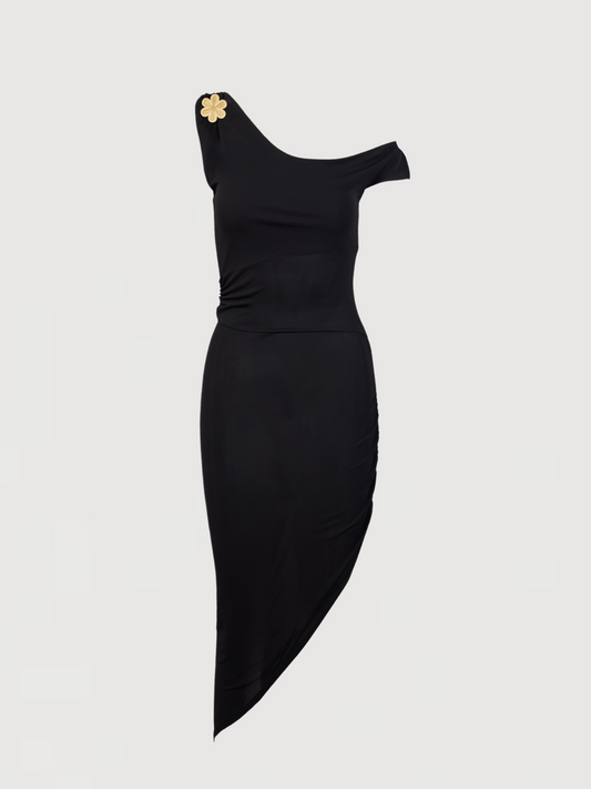 Louisa Brooch Dress - Black