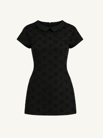 Mathilde Hand Beaded Mini Dress - Black
