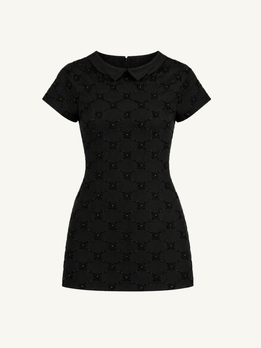 Mathilde Hand Beaded Mini Dress - Black