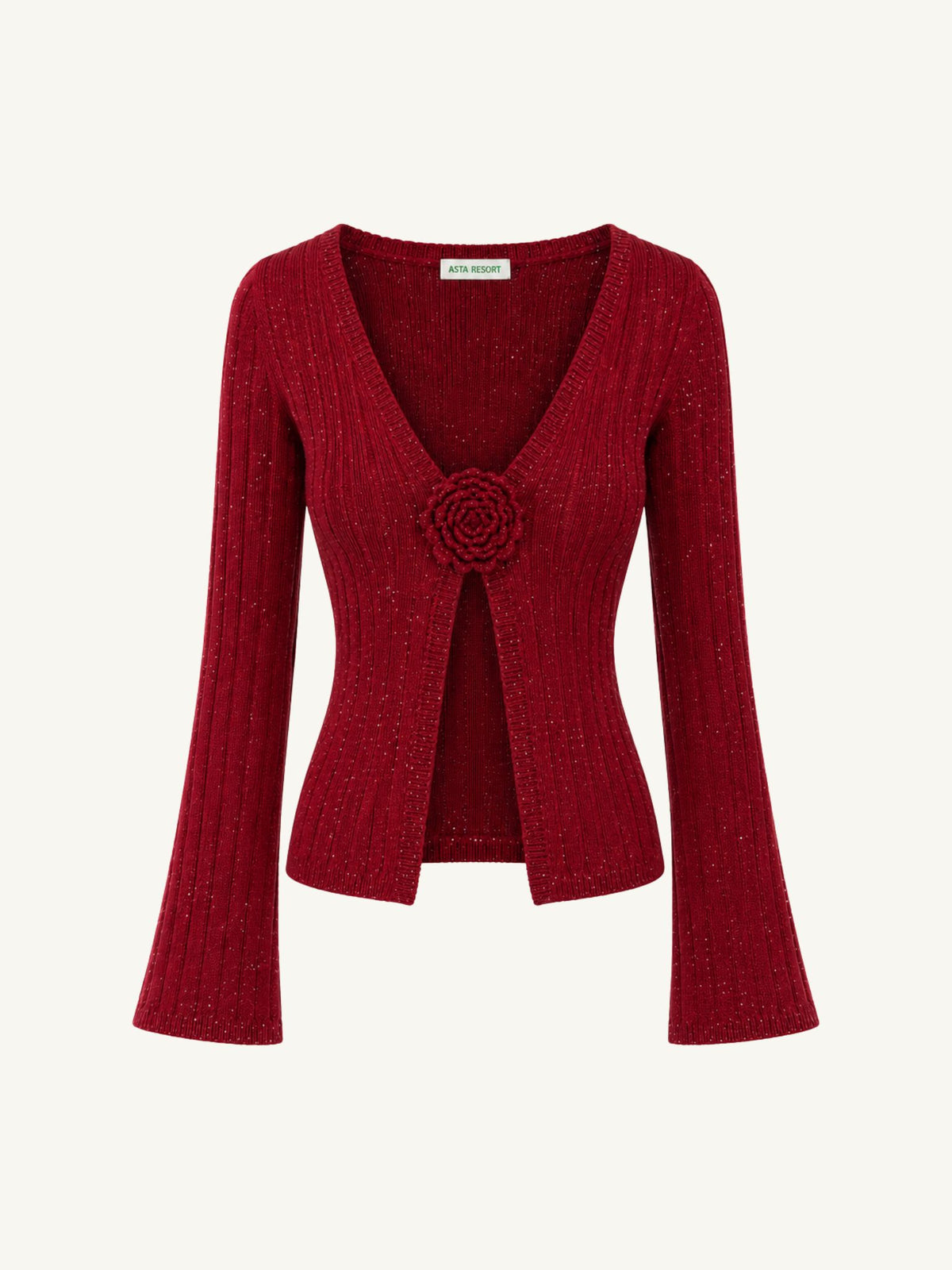 Rosie Cropped Cardigan - Wine Sequin