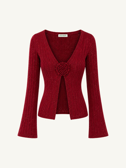 Rosie Cropped Cardigan - Wine Sequin