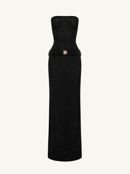 Gisele Dress - Black/Silver Sequin