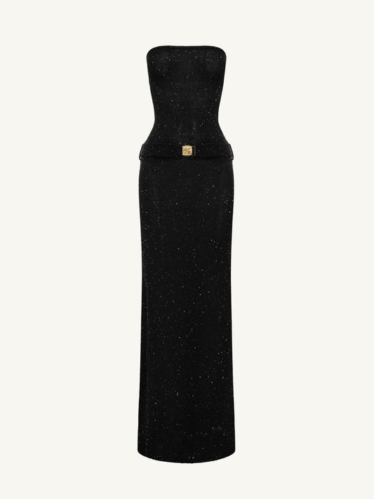 Gisele Dress - Black/Silver Sequin