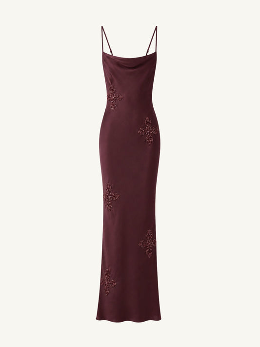 Freja Hand Beaded Dress - Port
