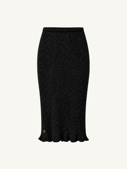 Michaela Midi Skirt - Black Sequin