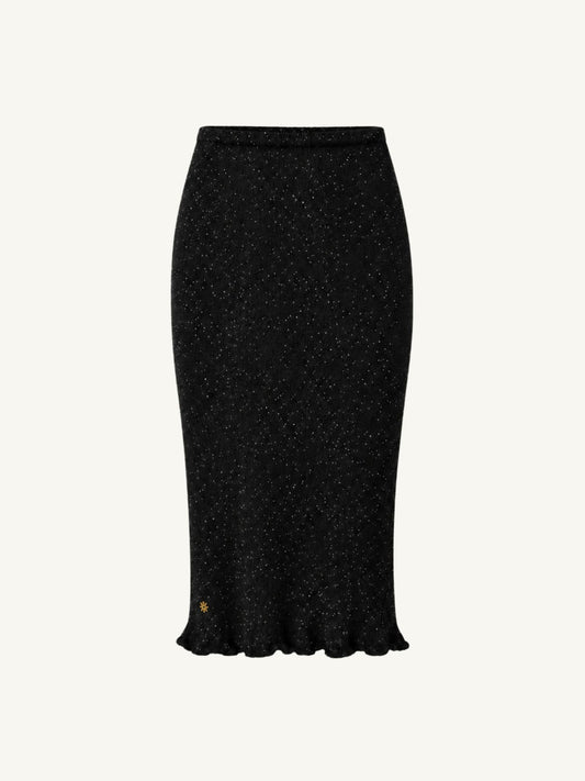 Michaela Midi Skirt - Black Sequin