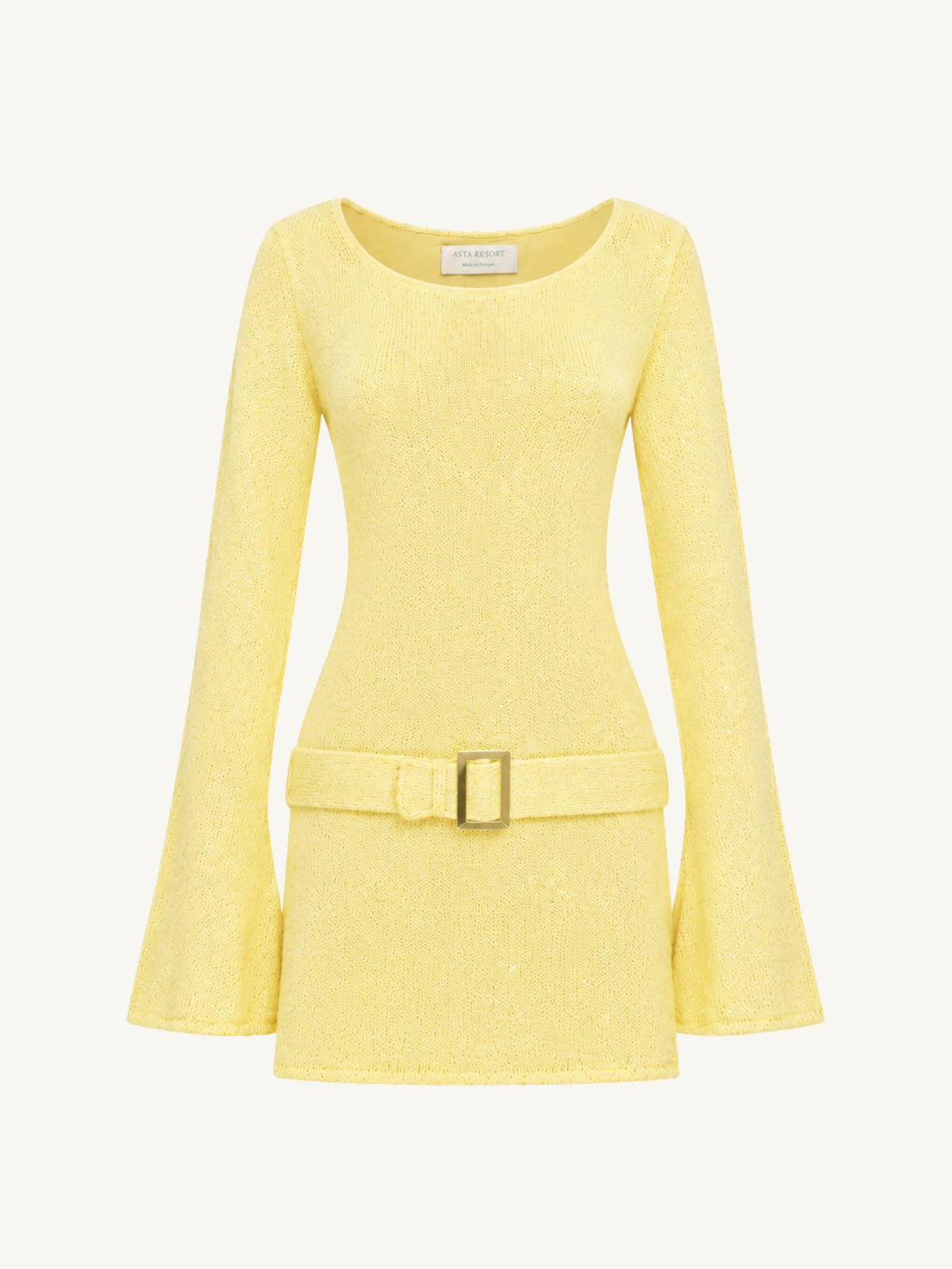 Maya Long Sleeve Belted Dress - Butter Sequin