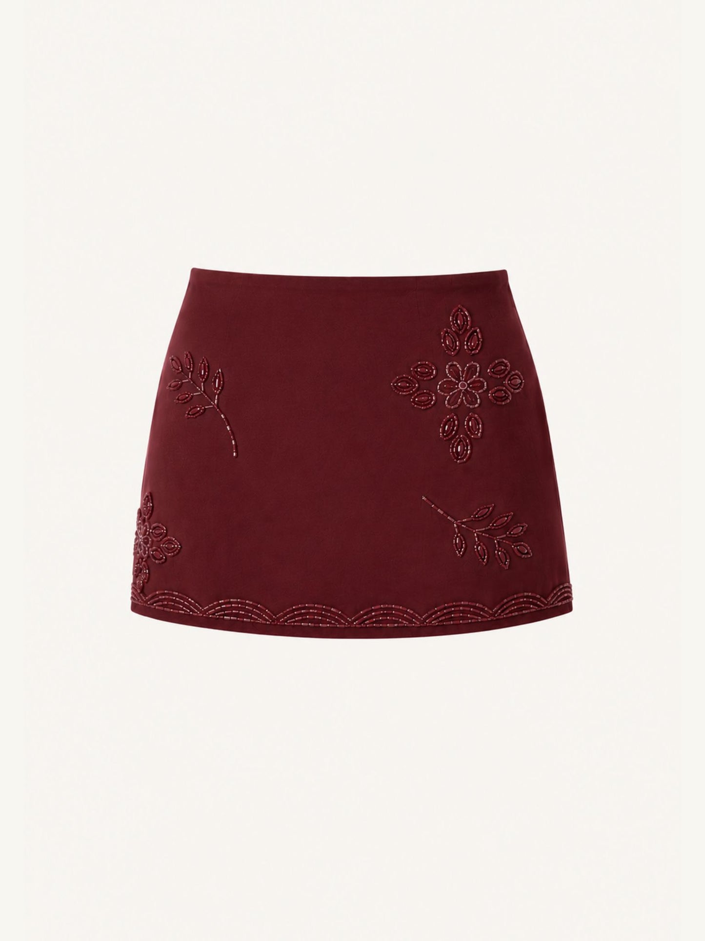 Maja Hand Beaded Mini Skirt - Port