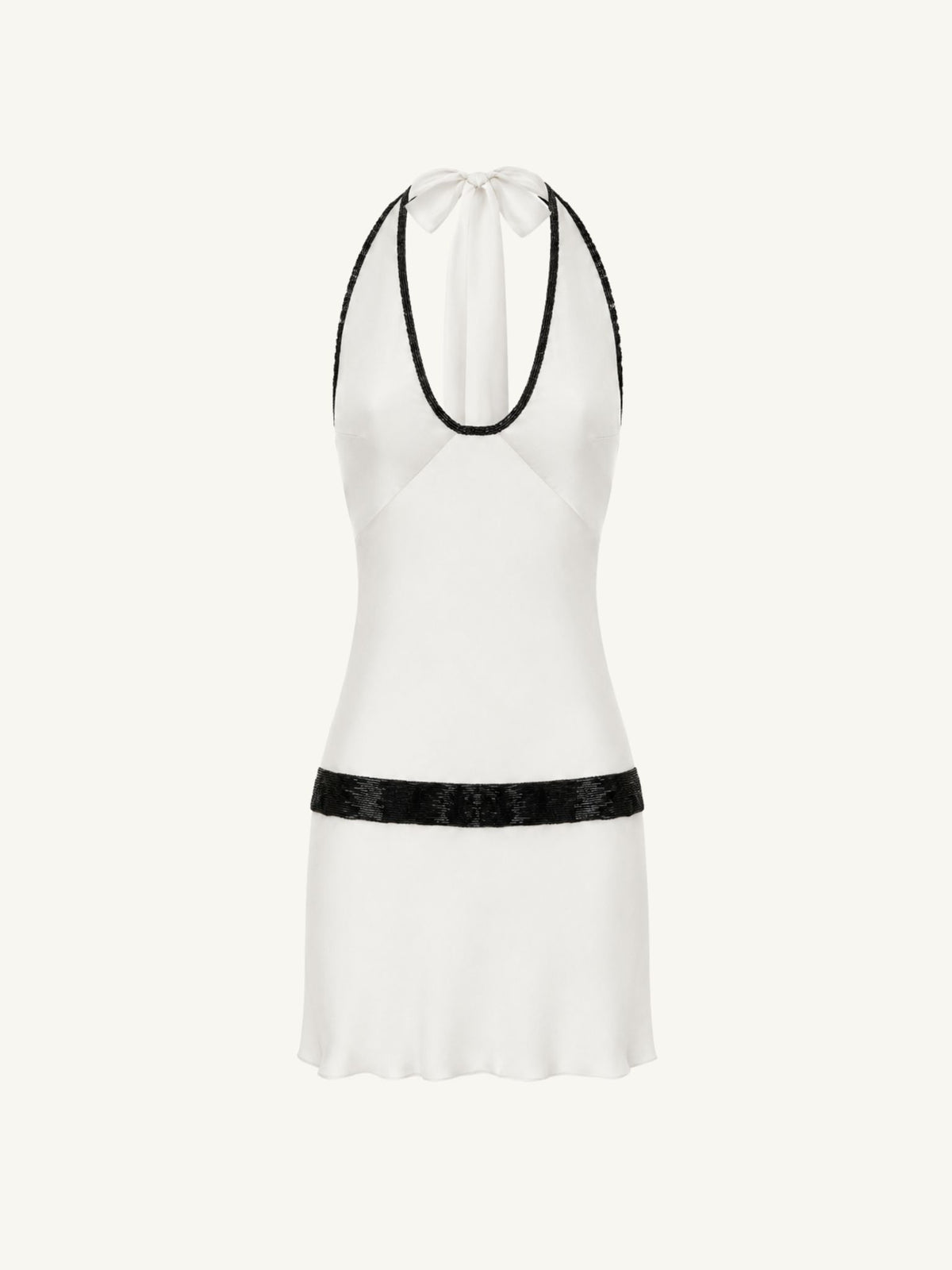 Celine Hand Beaded Mini Dress - Salt/Black