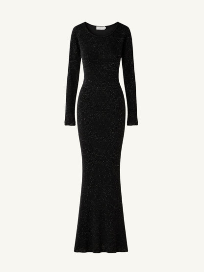 Natalia Longsleeve Dress - Black/Silver Sequin