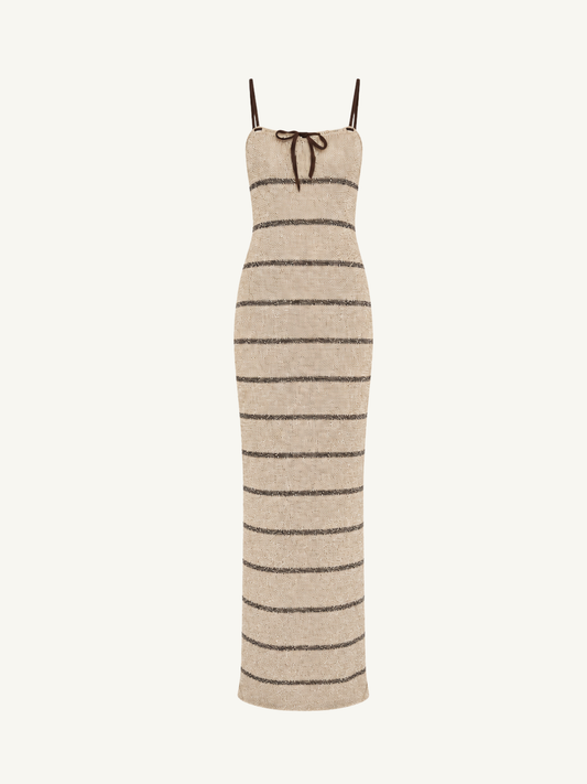 Celeste Maxi Dress - Biscuit Stripe Sequin