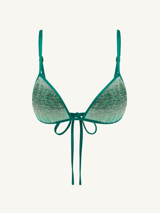 Iara Knitted Bikini Top - Palm Green Sequin