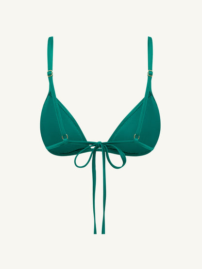 Iara Knitted Bikini Top - Palm Green Sequin