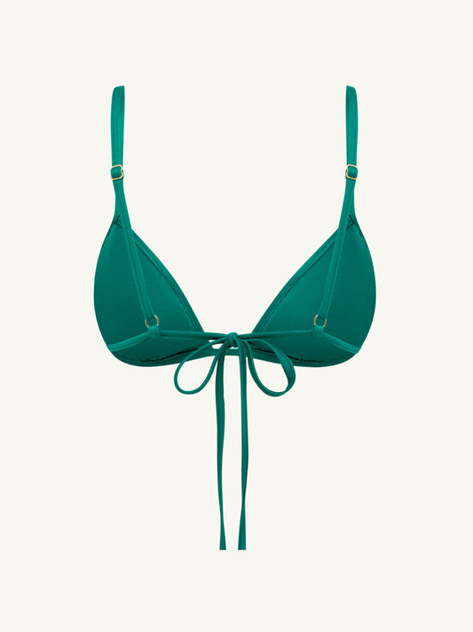 Iara Knitted Bikini Top - Palm Green Sequin