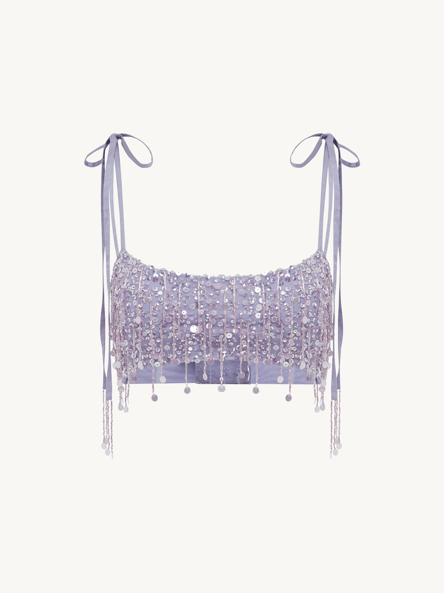 Yasmin Hand Beaded Tie Bralette - Orchid