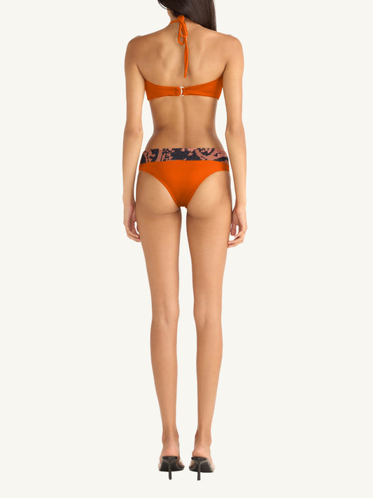 Lola Knitted Bikini Top - Burnt Orange/Black
