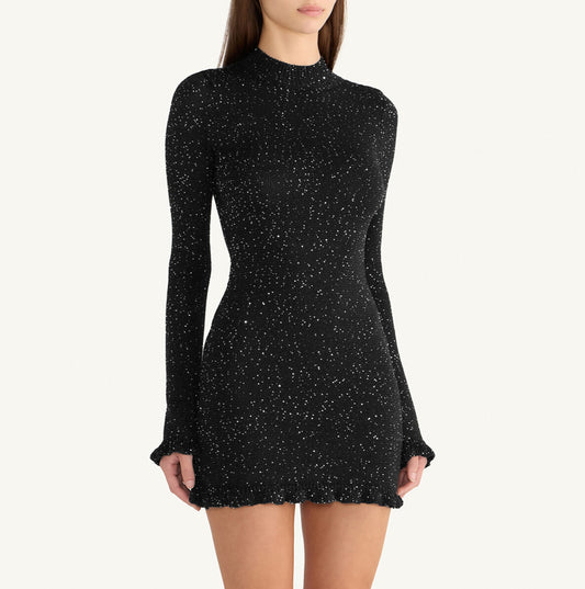 Astrid Longsleeve Mini Dress - Black/Silver Sequin