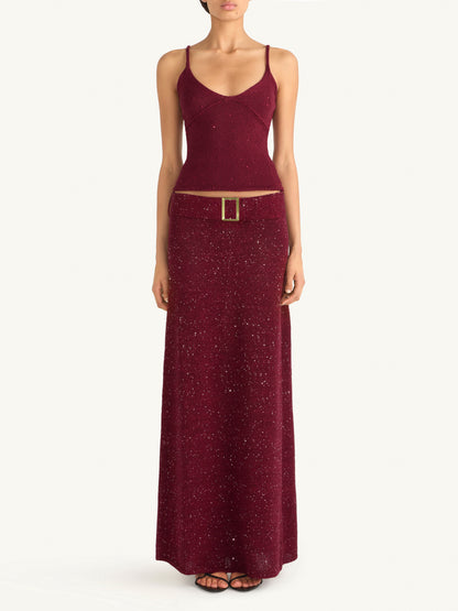 Alma Belted Skirt - Port Sequin