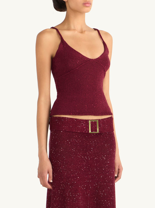 Alma Belted Skirt - Port Sequin