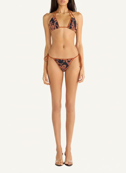 Mia Knitted Bikini Bottom - Burnt Orange/Black